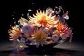 Glass bowl filled with water and flowers Royalty Free Stock Photo