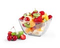 Glass bowl with fresh fruits salad Royalty Free Stock Photo