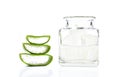 A glass bowl full of freshly picked Aloe vera plant, peeled and