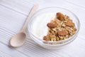 Light carbohydrate and protein rich granola all-day energy breakfast Royalty Free Stock Photo