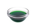 Glass bowl with green food coloring isolated on white Royalty Free Stock Photo