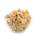 Glass bowl of muesli and granola isolated on white background. Healthy breakfast. Oatmeal Royalty Free Stock Photo