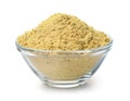 Glass bowl of mustard powder Royalty Free Stock Photo