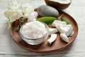 Glass bowl with natural coconut scrub