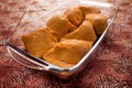 A glass bowl of Nigerian moi moi or yummy bean cakes