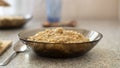 Glass bowl of oats porridge on the table. Healthy morning breakfast Royalty Free Stock Photo