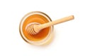 Glass bowl of pure honey with honey dipper Royalty Free Stock Photo