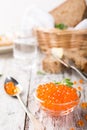 Glass bowl with red caviar Royalty Free Stock Photo