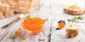 Glass bowl with red caviar Royalty Free Stock Photo