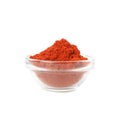 Glass bowl with red pepper powder isolated Royalty Free Stock Photo