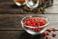 Glass bowl with red peppercorns Royalty Free Stock Photo