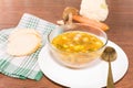Glass bowl of soup Royalty Free Stock Photo