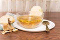 Glass bowl of soup Royalty Free Stock Photo