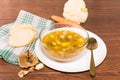 Glass bowl of soup Royalty Free Stock Photo