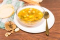 Glass bowl of soup Royalty Free Stock Photo