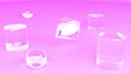 Glass box caustic Motion design pink acrylic empty podium intro 3d Royalty Free Stock Photo