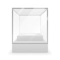 Glass box 3d realistic shop mockup background design vector illustration