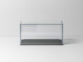 Glass box Mockup with black podium for product presentation or scale car model Royalty Free Stock Photo