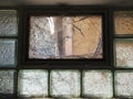 Glass bricks blocks with bubble pattern in window detail, luxfera