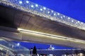 Glass bridge. Architecture of Zaryadye park in Moscow. Popular landmark. Royalty Free Stock Photo