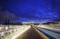 Glass bridge. Architecture of Zaryadye park in Moscow. Popular landmark. Royalty Free Stock Photo