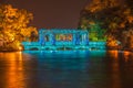 Glass bridge under azure light at night, Guilin, China Royalty Free Stock Photo
