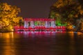 Glass bridge under red light at night, Guilin, China Royalty Free Stock Photo