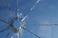 Glass broken cracks splinters Royalty Free Stock Photo