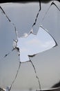 Glass broken hole screen television Royalty Free Stock Photo