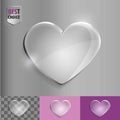 Glass bubble love heart icon with soft shadow on gradient background . Vector illustration EPS 10 for web.