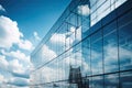 glass building with reflection of sky and clouds office building Corporate building Highrise glass building Royalty Free Stock Photo