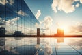 glass building with reflection of sky and clouds office building Corporate building Highrise glass building Royalty Free Stock Photo