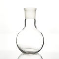 The glass bulb. Spherical flask. Chemical flask. Chemical vessels. Glassware. Spherical flask with a flat bottom. Polished neck