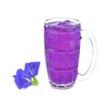 Glass of butterfly pea flower juice drink on white background Royalty Free Stock Photo