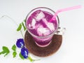 Glass of butterfly pea flower juice Royalty Free Stock Photo