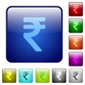 Set of color indian rupee signglass web buttons