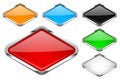 Glass buttons with chrome frame. Colored set of shiny rhombus shaped 3d web icons