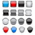 Glass buttons with metal frame. Set Royalty Free Stock Photo