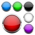 Glass buttons set. Shiny round colored 3d web icons Royalty Free Stock Photo