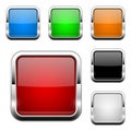 Glass buttons. Shiny square colored 3d web icons