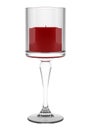 Glass candlestick with red candle isolated on white Royalty Free Stock Photo