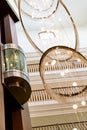 Glass capsule elevator in the hall at luxury hotel Royalty Free Stock Photo