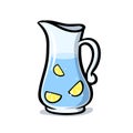 Glass carafe of lemon water. Lemonade icon. Flat vector illustration. Isolated on white background. Royalty Free Stock Photo