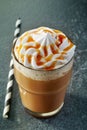 Glass of caramel latte coffee