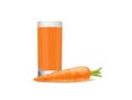 Glass of carrot juice and fresh carrots on white background Royalty Free Stock Photo