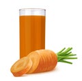 Glass of carrot juice isolated on white background Royalty Free Stock Photo