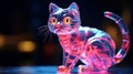 Glass Cat Figurine Sitting on Table. Generative AI. Royalty Free Stock Photo