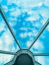 Glass Ceiling of an Glass Igloo Looking Up into the Cloudy Sky Royalty Free Stock Photo