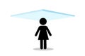 Glass ceiling - woman and femaile is under, bellow and underneath invisible barrier Royalty Free Stock Photo