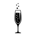 Glass of champagne, celebration concept icon